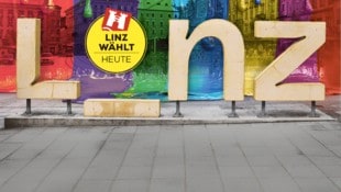 Welche Farbe in Linz künftig regiert, wird sich heute entscheiden – oder zumindest feststehen, welche beiden Kandidaten in die Stichwahl kommen. (Bild: Krone KREATIV/Horst Einöder, stock.adobe.com)