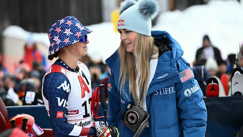 Lauren Macuga (l.) und Lindsey Vonn (Bild: AFP/APA/Joe Klamar)