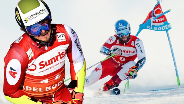 Manuel Feller (left) and Marco Schwarz missed out on the top places in Adelboden. (Bild: GEPA)