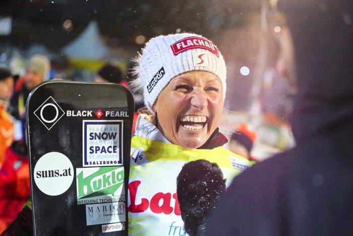 Claudia Riegler celebrated an individual victory in Bad Gastein in 2019.