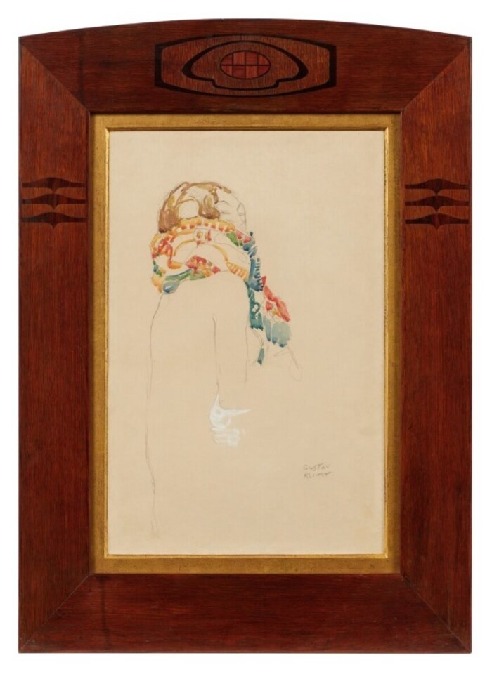 ... das Klimt-Gemälde „Sitzender Halbakt mit Schal“...