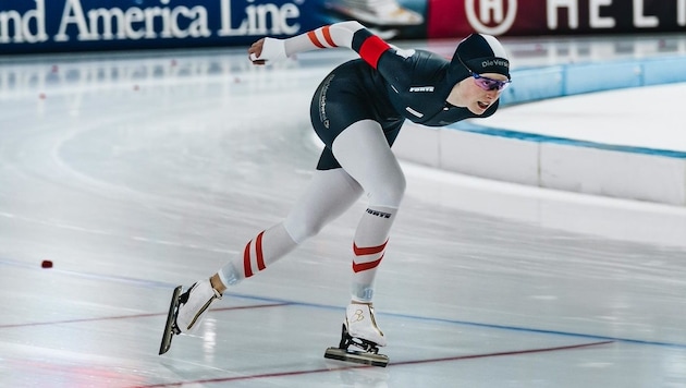 Jeannine Rosner sauste bei der Eisschnelllauf-EM im Allround-Vierkampf auf Platz neun. (Bild: Monica Gasbichler/ÖESV)