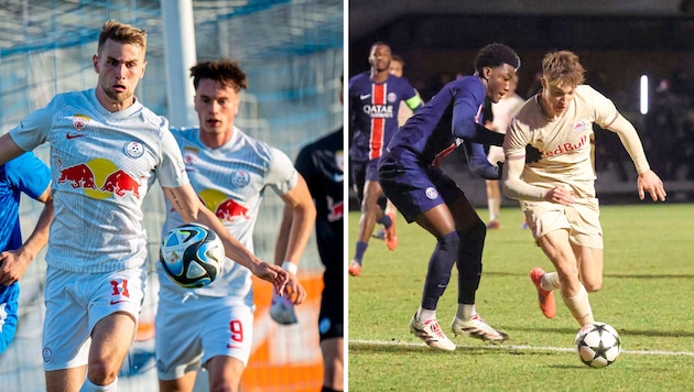 Phillip Verhounig (right) is set to stay in Salzburg, while Hofer (left front) and Reischl could move to the Bundesliga. (Bild: GEPA pictures/Edgar Eisner/Andreas Tröster)