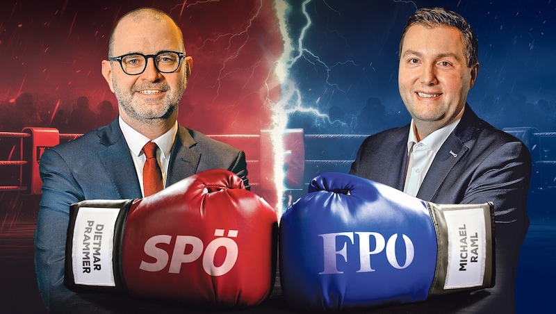 In der Stichwahl heißt es jetzt: SPÖ gegen FPÖ – Dietmar Prammer gegen Michael Raml. (Bild: Krone KREATIV/stock.adobe.com, Markus Wenzel)