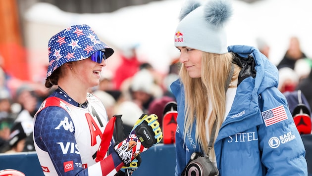 Lindsey Vonn (re.) und St. Anton-Siegerin Lauren Macuga (Bild: GEPA/GEPA pictures)