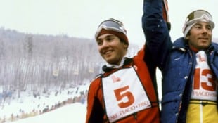 Im Slalom holte Jacques Lüthy 1980 hinter Ingemar Stenmark (r.) und Phil Mahre WM- ...
