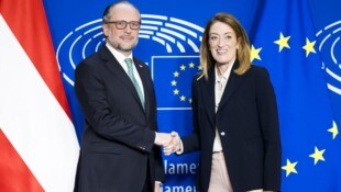 Alexander Schallenberg traf am Montag EU-Parlamentspräsidentin Roberta Metsola in Brüssel