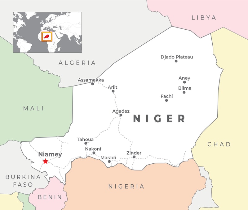 Agadez liegt im Herzen von Niger. Das Lang in Westafrika zählt etwa 27,2 Millionen Einwohner. (Bild: stock.adobe.com/sarfaraz - stock.adobe.com)