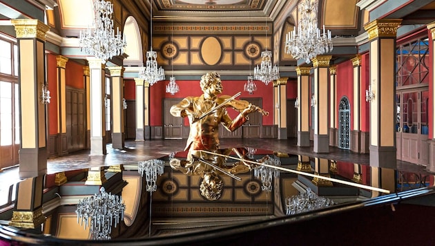 Blick in den historischen Strauss-Saal im House of Strauss in Wien-Döbling. Es ist der letzte erhaltene Konzertsaal, in dem alle vier „Sträusse“ gespielt haben. (Bild: Sima Prodinger/House of Strauss)