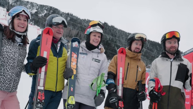 Die Gewinner der „Krone“-Bestzeit in St. Anton am Arlberg. (Bild: Kronen Zeitung)