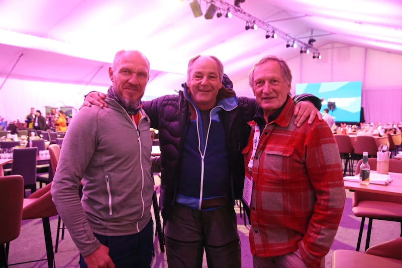 Franz Klammer mit Gerhard Berger und Hermann Maier bei der Star Challenge des „Herminators“ in Flachau. (Bild: Tröster Andreas/ANDREAS TROESTER)