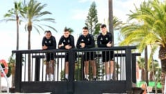 Fühlen sich im Camp in Estepona wohl: Thierno Ballo, Adis Jasic, Dejan Zukic und Boris Matic (v. li.). (Bild: f. pessentheiner)