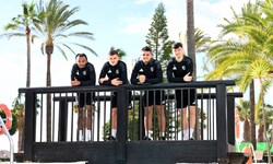 Fühlen sich im Camp in Estepona wohl: Thierno Ballo, Adis Jasic, Dejan Zukic und Boris Matic (v. ...
