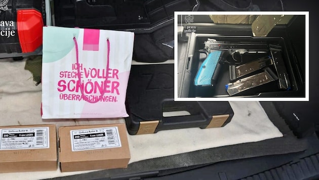 The Austrian did not have any "nice surprises" on board. But he did have a firearm. (Bild: Krone KREATIV/Uprava policije)