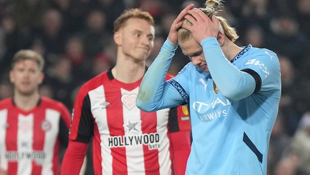 It's exasperating, after taking a 2-0 lead at Brentford, Erling Haaland and Co. were ultimately denied a win ... (Bild: Associated Press)