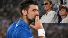 Novak Djokovic wurde von seiner Ehefrau und seinem Sohnemann unterstützt.  (Bild: AFP/WILLIAM WEST)