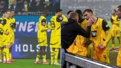 Nach Schlusspfiff knöpften sich Dortmunds Fans die Spieler vor. (Bild: AFP/APA/Axel Heimken, X/MediaBVB)