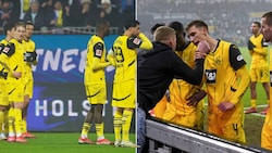 Nach Schlusspfiff knöpften sich Dortmunds Fans die Spieler vor. (Bild: AFP/APA/Axel Heimken, X/MediaBVB)