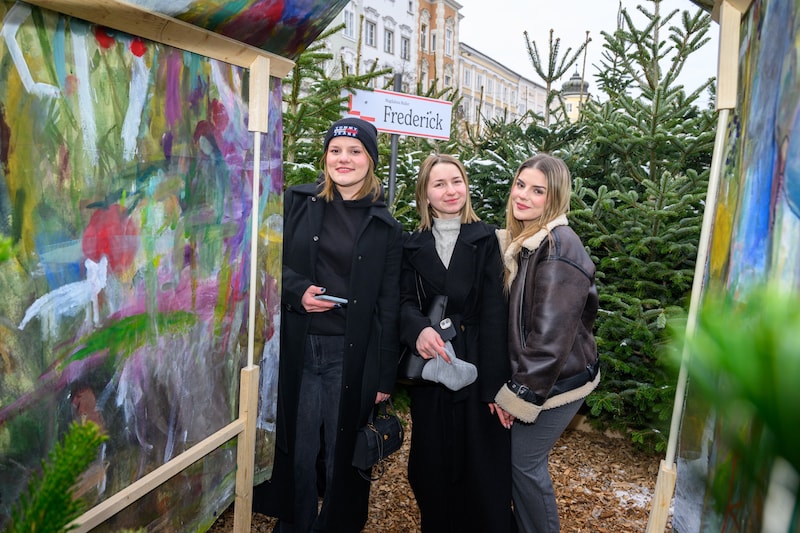 Melinda, Esmira und Suana machten Selfies im Labyrinth. (Bild: TEAM FOTOKERSCHI / WERNER KERSCHBAUMMAYR)