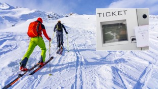 Skitourengeher im Aufstieg zur Lampsenspitze. Wenn sie mit dem Pkw anreisen, müssen sie den ...