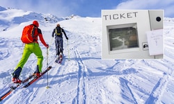 Skitourengeher im Aufstieg zur Lampsenspitze. Wenn sie mit dem Pkw anreisen, müssen sie den ...