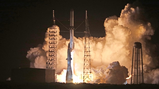 The launch vehicle was to land on a ship in the Atlantic during the test flight. (Bild: AFP )