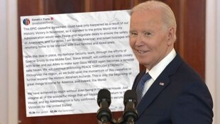 Auf die Frage, ob Trump oder ihm die Anerkennung gebühre, antwortete Biden: „Soll das ein Witz ...