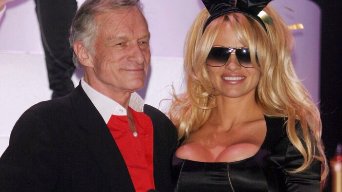 A video of Pamela Anderson and Hugh Hefner, which Kanye West posted on his Instagram story, is ...