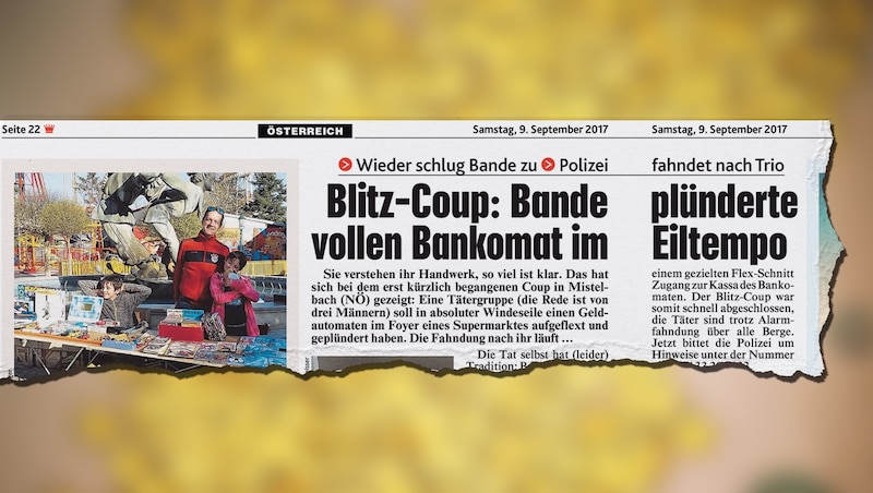 In 2017, the "Krone" reported on the professional coups in Lower Austria, which now appear to have been solved. (Bild: Krone KREATIV)