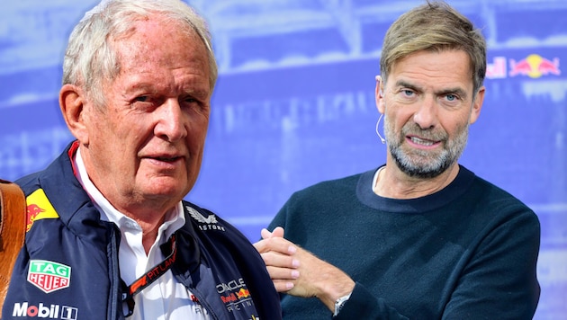 Helmut Marko (left) is to arrange a meeting with Jürgen Klopp (right) for Max Verstappen. (Bild: GEPA pictures)