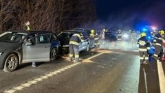 Großeinsatz Donnerstagabend am Autobahnzubringer Mooskirchen (Bild: FF Söding)