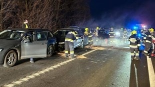 Großeinsatz Donnerstagabend am Autobahnzubringer Mooskirchen (Bild: FF Söding)