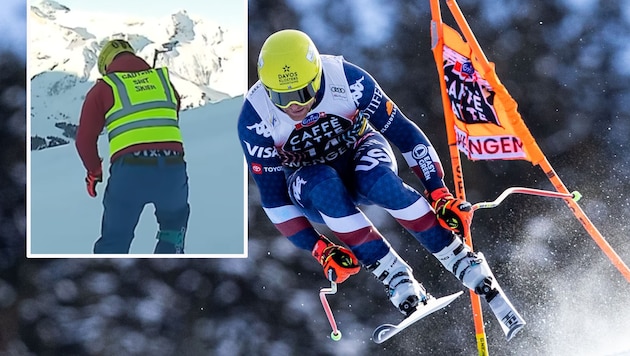 Ryan Cochran-Siegle musste in Wengen eine ganz spezielle Weste tragen. (Bild: GEPA/instagram.com/srfsport)