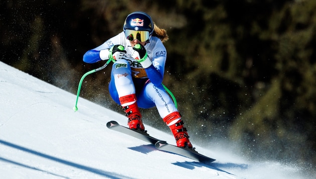 Sofia Goggia raste am Freitag zur Bestzeit im Cortina-Training. (Bild: GEPA/GEPA pictures)