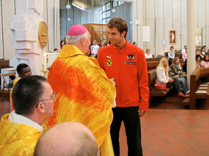 He even said Mass for the Austrian national team - here with professional footballer and captain ...