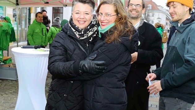 Grüne Power: Olga Voglauer, Anja Haider-Wallner, Wolfgang Spitzmüller (v. li.) (Bild: Reinhard Judt)