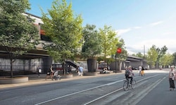 Anrainer der geplanten Hochstrecke mit der neuen Station in der Hietzinger Hauptstraße lehnen ...