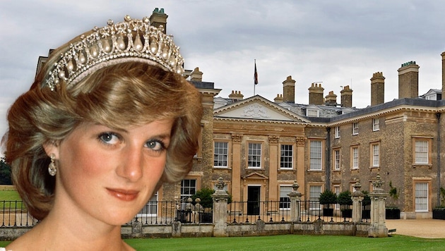 Prinzessin Diana, im Hintergrund: Althorp House (Bild: Krone KREATIV/APA picturedesk )