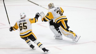 Goalie Alex Nedeljkovic (re.) jubelt mit seinem Teamkollegen Erik Karlsson (65). (Bild: AP)