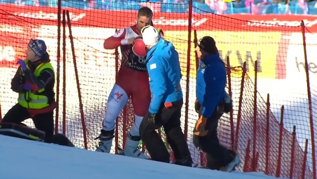 Vincent Kriechmayr verletzte sich in der Lauberhorn-Abfahrt.  (Bild: Screenshot orf.at)