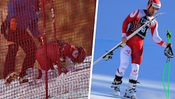 Vincent Kriechmayr stürzte in Wengen – und fuhr tatsächlich mit einem Ski ins Ziel. (Bild: AFP/AP)