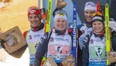 Fredrik Mühlbacher, Lea Rothschopf, Fabian Müllauer und Lara Wagner (v. li.). (Bild: Biathlonworld)