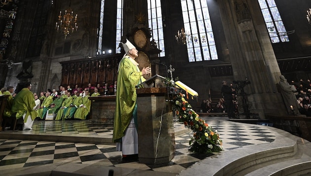 Probably his last sermon as Archbishop of Vienna: Cardinal Christoph Schönborn gives his farewell thanks - and warns. (Bild: Imre Antal)