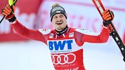 2024 jubelte Manuel Feller in Wengen über den Sieg.