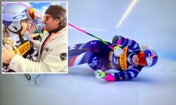 Lindsey Vonn stürzte in Cortina, blieb aber unverletzt. Alberto Tomba heiterte sie auf.