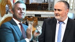 Koalitionspoker im Burgenland: Zwischen Norbert Hofer (FPÖ) und Hans Peter Doskozil (SPÖ) gab es bereits ein Sondierungsgespräch. (Bild: Krone KREATIV/APA)