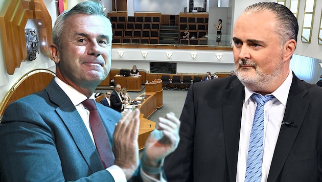 Coalition poker in Burgenland: There have already been exploratory talks between Norbert Hofer (FPÖ) and Hans Peter Doskozil (SPÖ). (Bild: Krone KREATIV/APA)