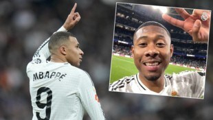 David Alaba hat sich per Video an seine Fans gewandt. Kylian Mbappé freut sich über das Comeback des ÖFB-Stars. (Bild: Copyright 2025 The Associated Press. All rights reserved.)