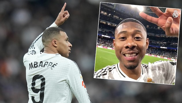 David Alaba hat sich per Video an seine Fans gewandt. Kylian Mbappé freut sich über das Comeback des ÖFB-Stars. (Bild: Copyright 2025 The Associated Press. All rights reserved.)