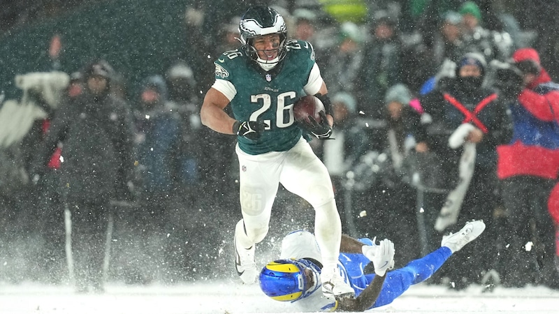 Against the Rams, Saquon Barkley was once again outstanding. (Bild: AFP/APA/Getty Images via AFP/GETTY IMAGES/Mitchell Leff)